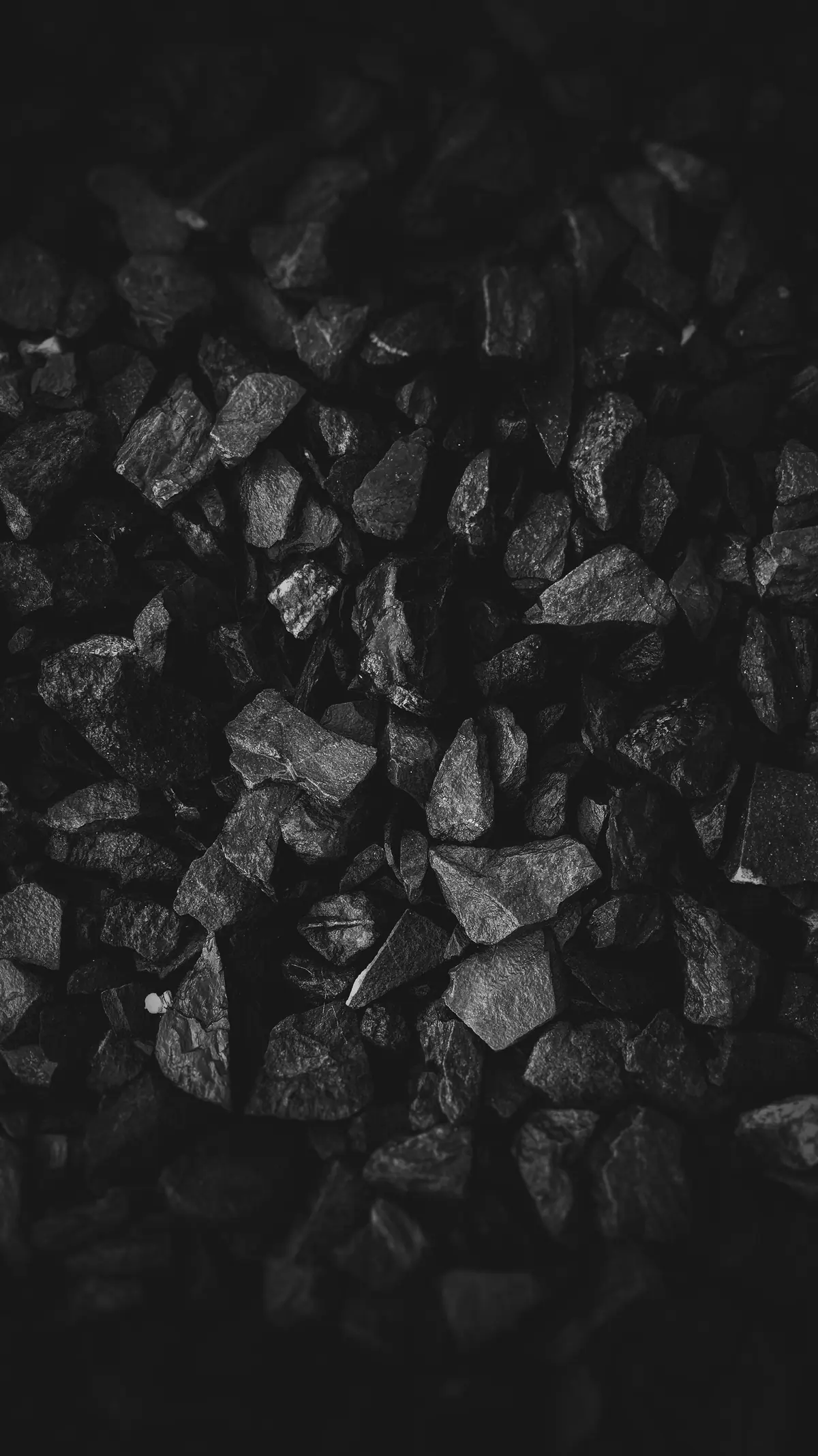 Broken coal in small pieces, close-up