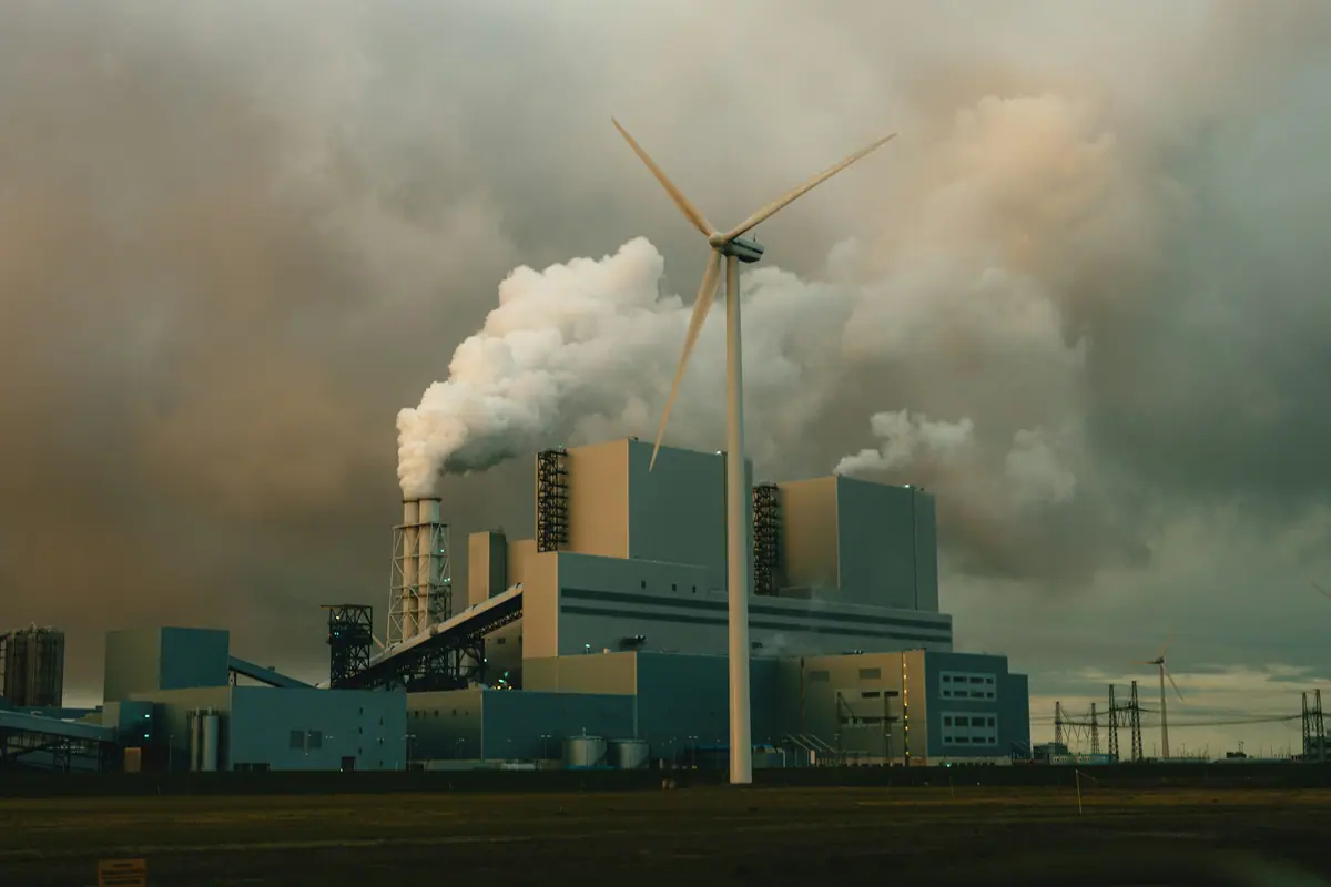 Smoke stacks of a power plant
